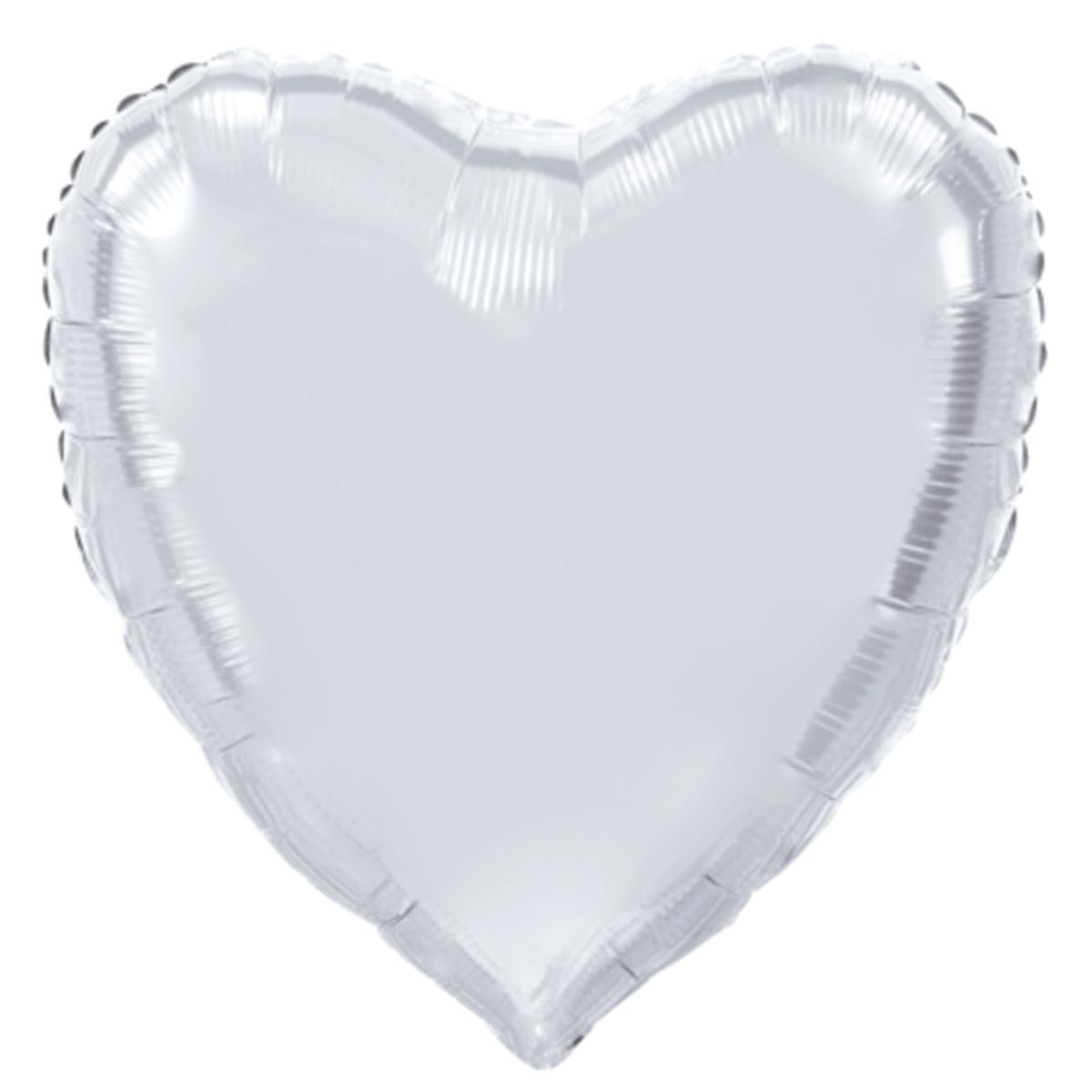 Folieballong hjärta silver 91 cm