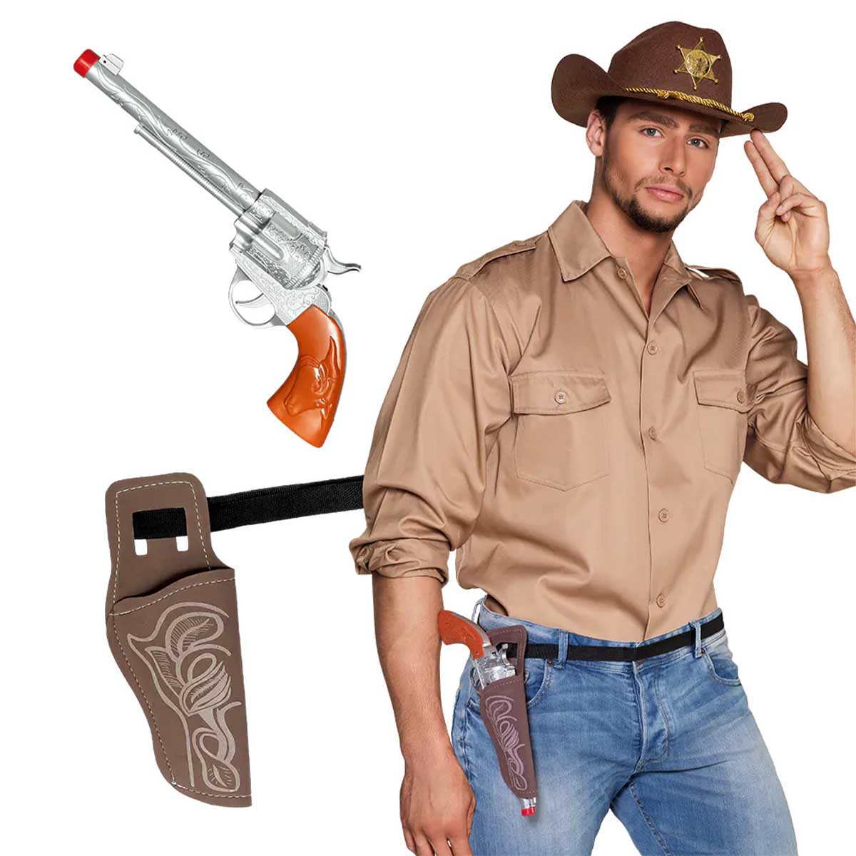 Cowboyset pistol och hölster