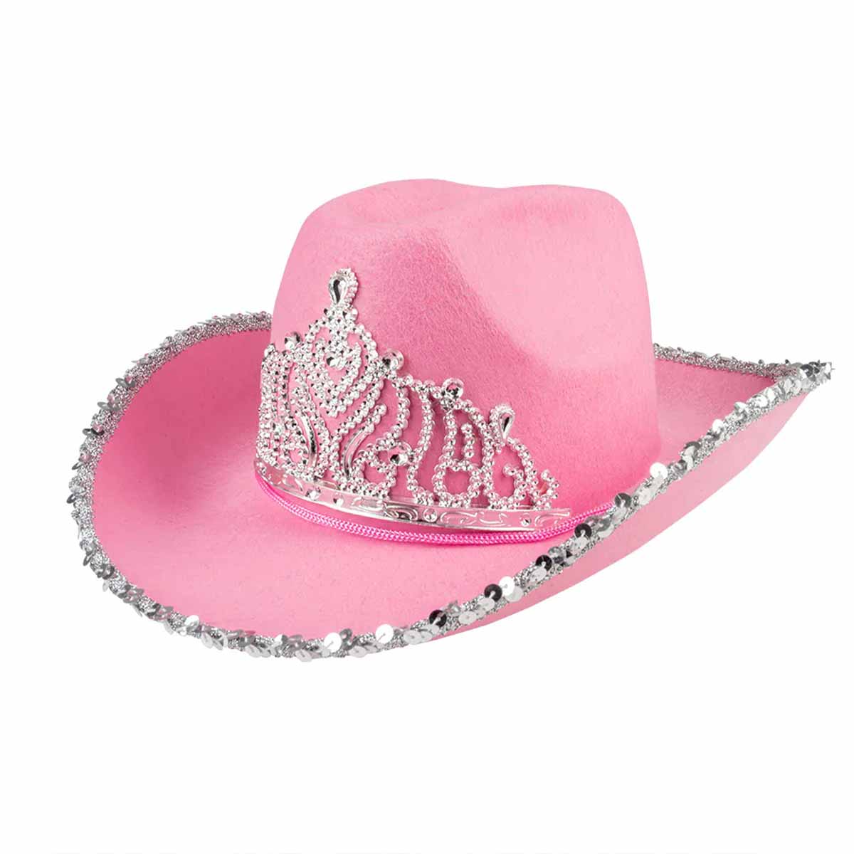 Cowboyhatt tiara och glitter rosa