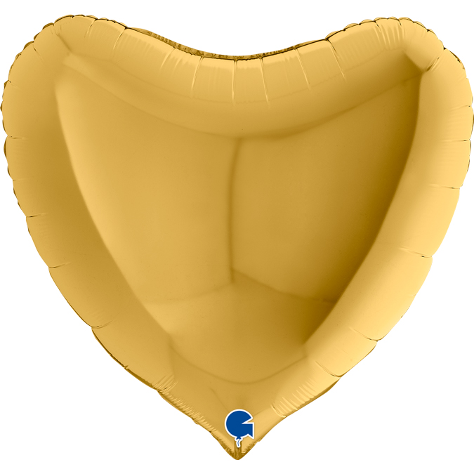 Folieballong stort hjärta guld 91 cm