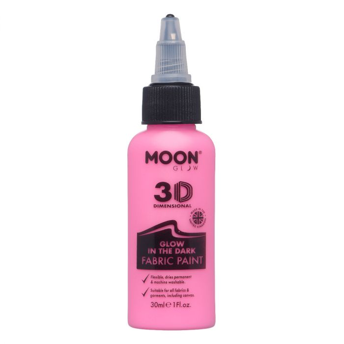 Läs mer om Moon Textilfärg 3D självlysande, röd 30 ml