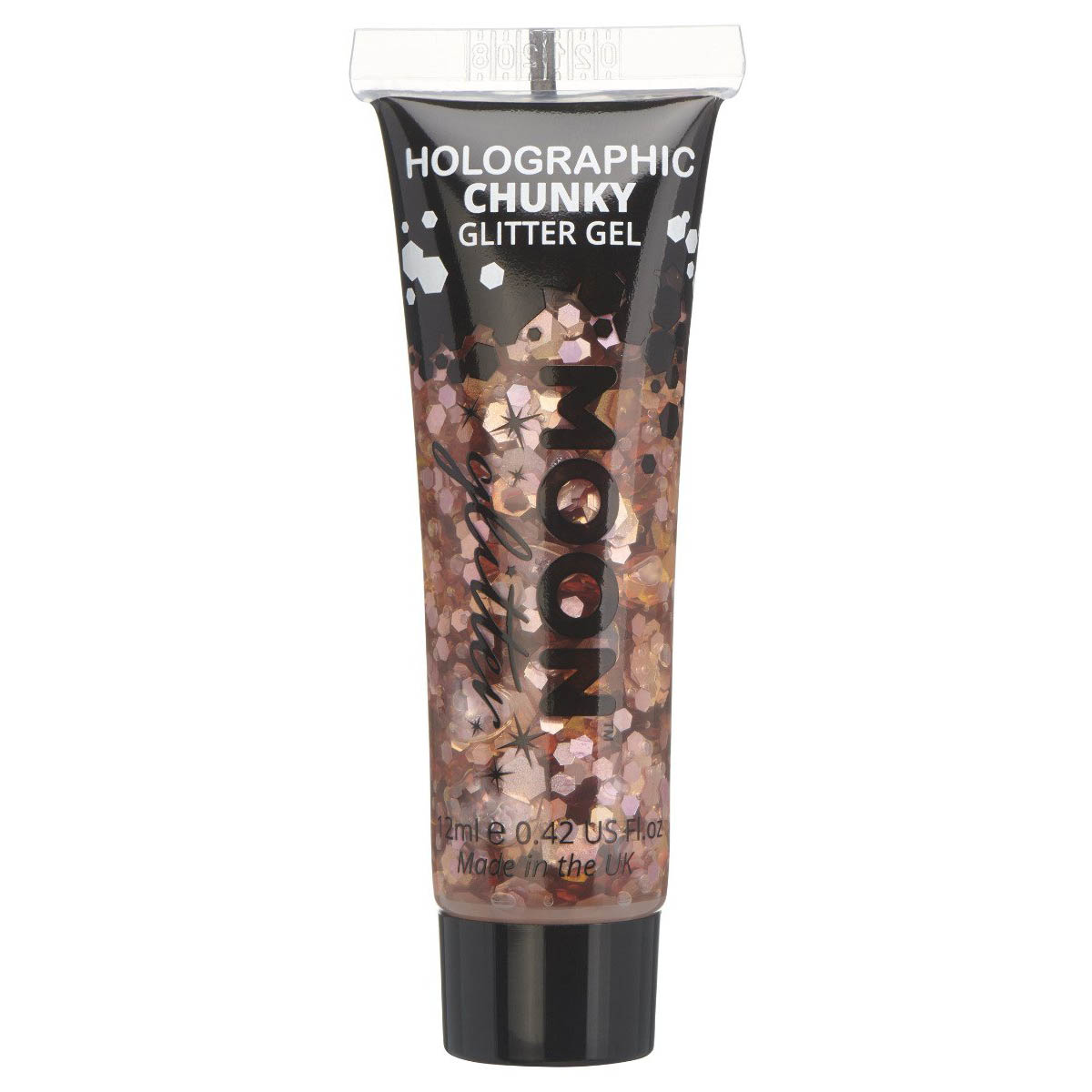 Moon chunky holografiskt glittergel i tub 12ml Roséguld