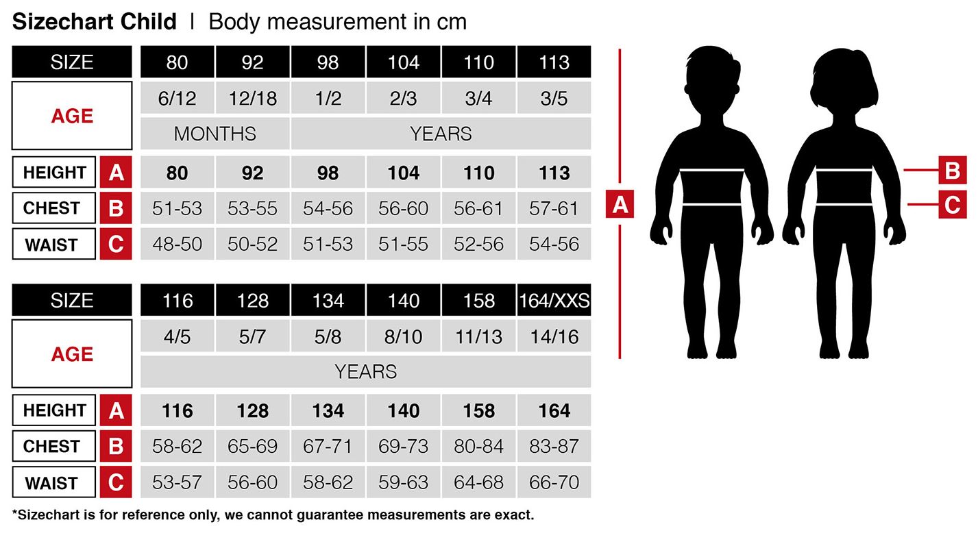 Widmann size chart barn